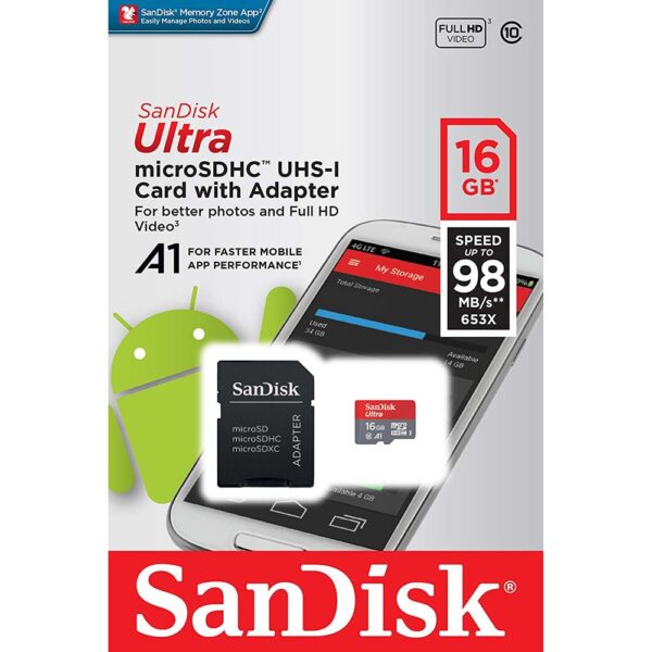 SanDisk 16GB Memory Card MicroSD Class 10 98MBPS