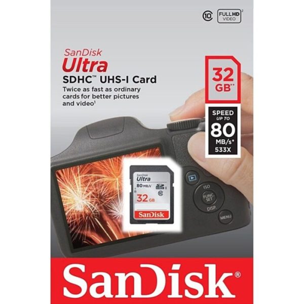 SanDisk 32GB Camera Card Ultra SDHC 80MB/s Class 10 UHS-I