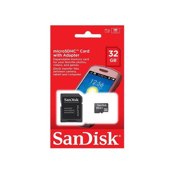 SanDisk 32GB Memory Card MicroSD HC + SD Adapter
